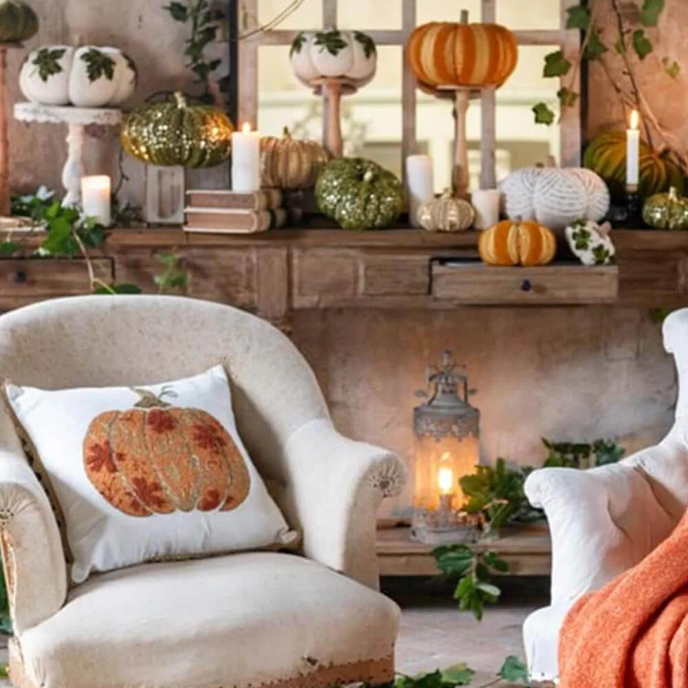 Cuscino con applicazioni zucca Blanc Mariclò