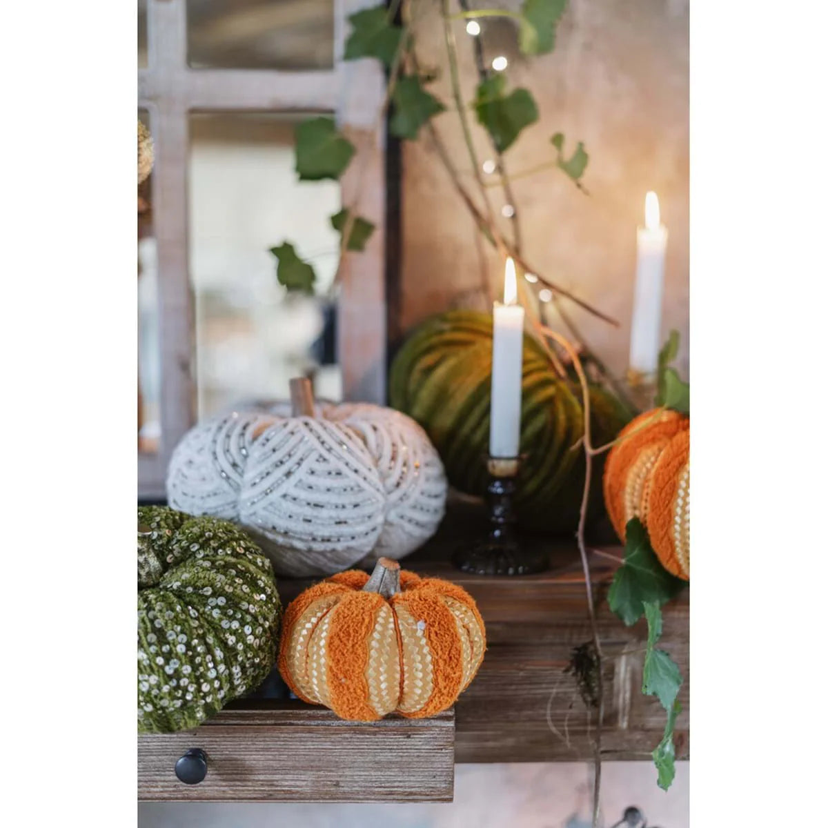 Zucca decorativa in velluto verde Blanc Mariclo'
