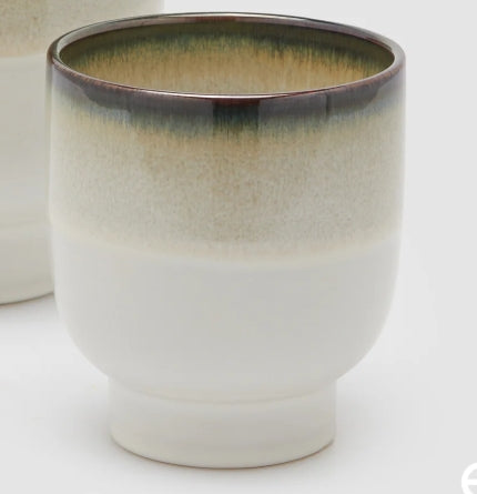 Vaso cachepot nuance con piede Beige