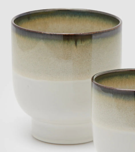 Vaso cachepot nuance con piede Beige