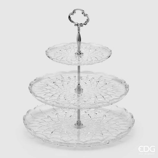 Alzata rombi a 3 piani in vetro EDG