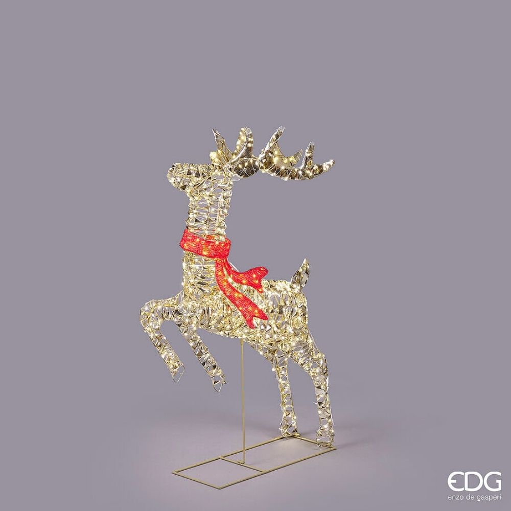 Decoro Renna con fiocco rosso 400/720 microled EDG