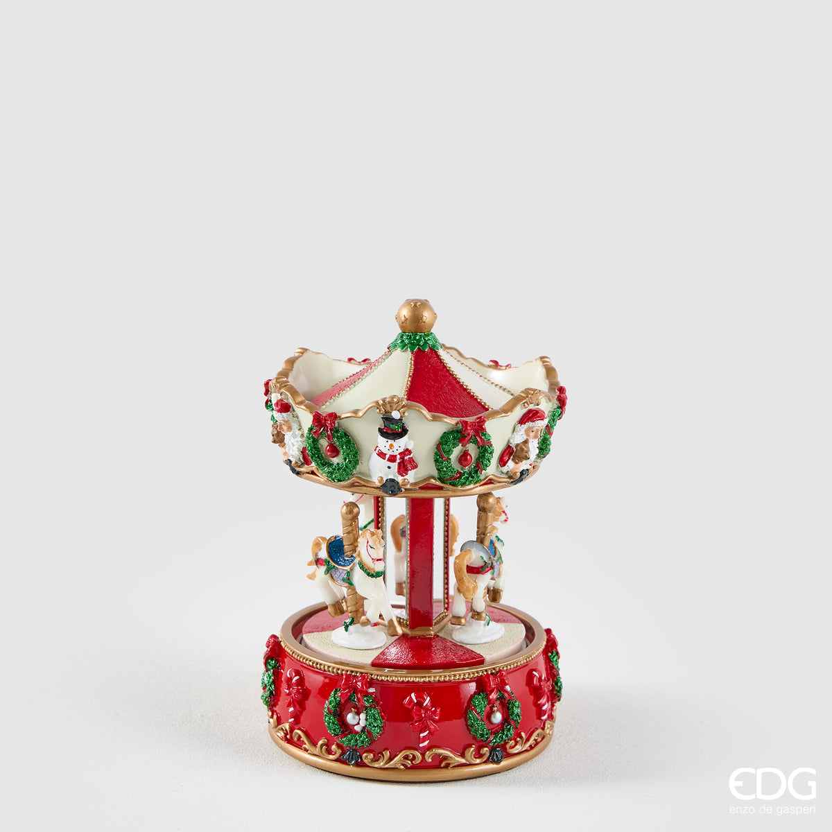 Carillon cavallo giostra Enzo De Gasperi H.17 cm D.12,5