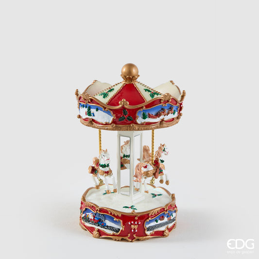 Carillon cavallo giostra Enzo De Gasperi H.25 cm