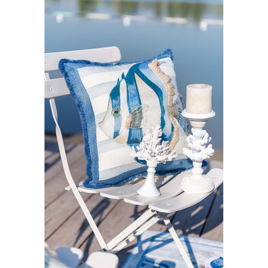 Cuscino stampato e ricamato Pesce