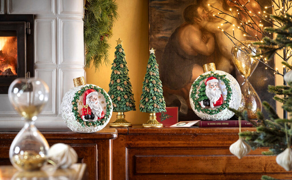 Albero verde con Pigne "Rosso Natale" Henriette