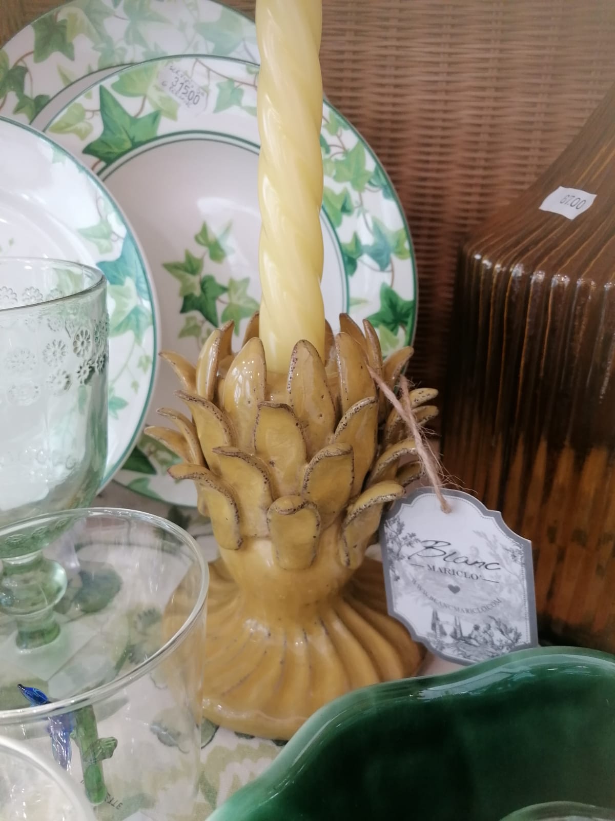 Portacandela in ceramica petali